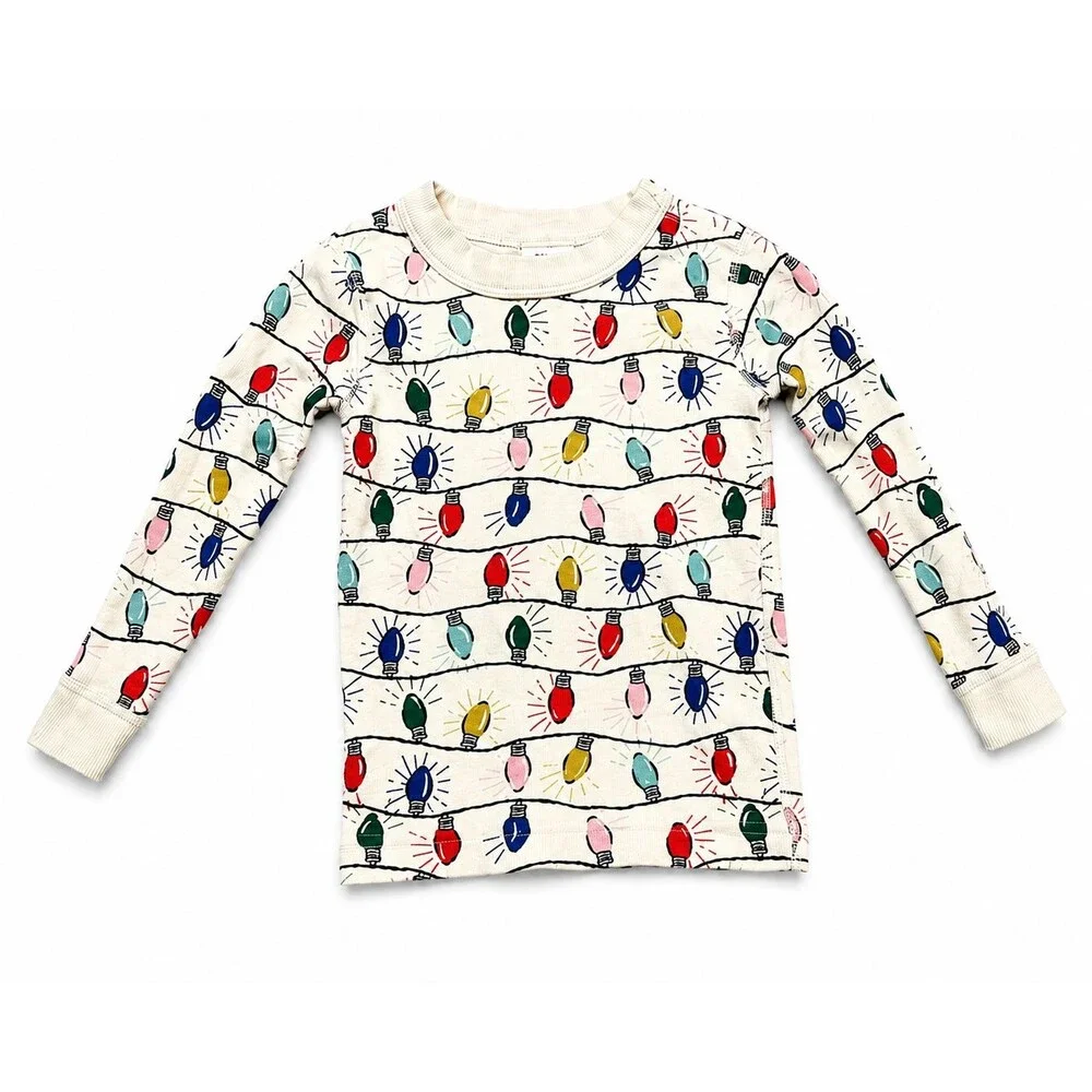 Hanna Andersson Christmas Lights Organic Cotton Pajama Top Shirt Toddler 3T 90 c